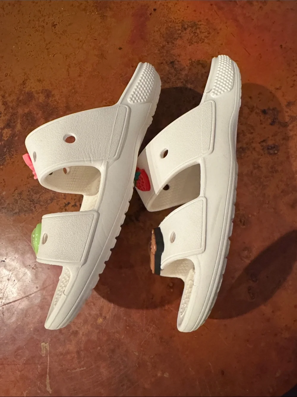Croc Kids White Slide Sandals with Cute jibbits